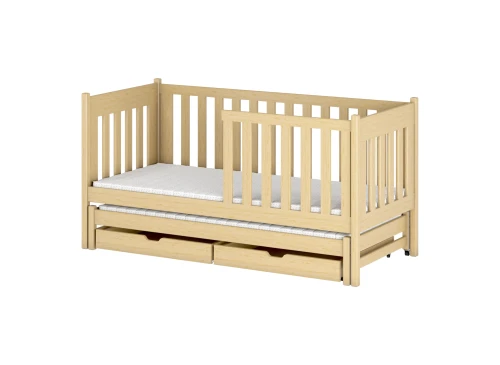 KAJA 90x200 Untreated Wood Bunk Bed with Pull-Out Drawers by Lano Meble