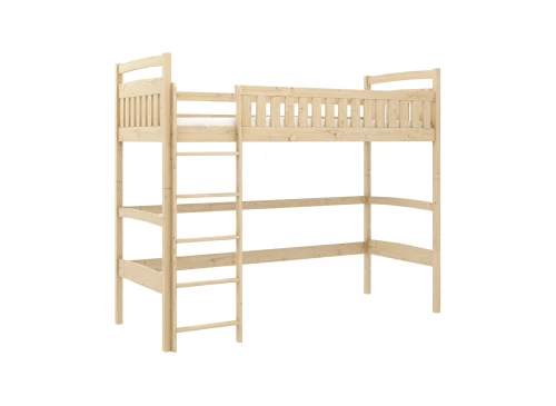 MIA 80x160 Unvarnished Wood Single Loft Bed Lano Furniture
