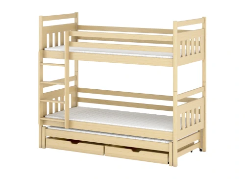 SEWERYN 80x200 Unvarnished Wood Bunk Bed | Lano Meble