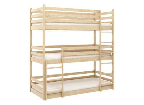TED 90x200 Unvarnished Wooden Bunk Bed Lano Furniture