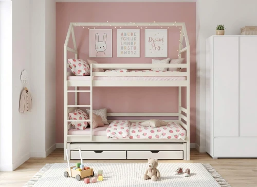 DALIA 80x180 bumbac pat supraetajat tip căsuță Lano Mobilă