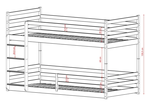 MINI 80x180 Cotton Bunk Bed by Lano Meble