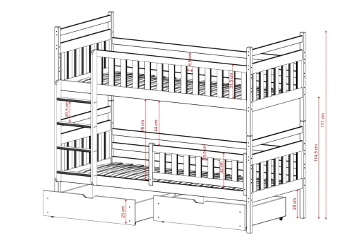 MONIKA 80x190 cotton bunk bed Lano Meble