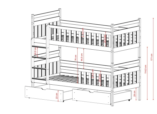 MONIKA 80x190 cotton bunk bed Lano Meble