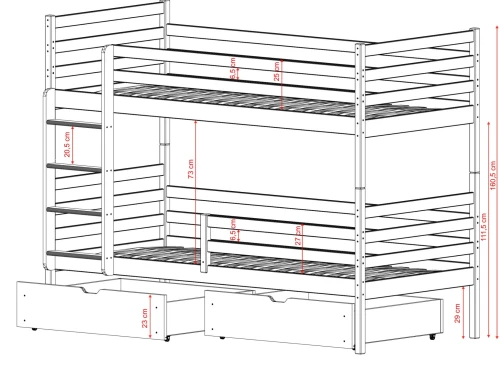 NEMO 80x170 Cotton Bunk Bed by Lano Meble