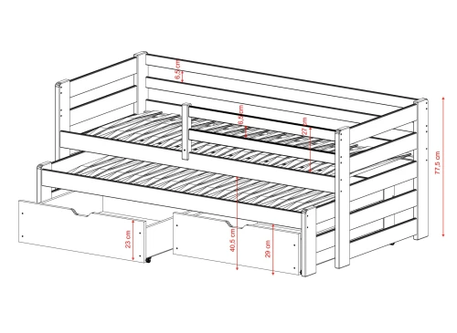 SENSO 80x160 cotton double pull-out bed Lano Furniture