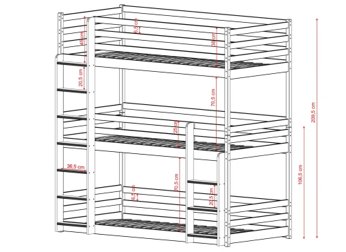 TED 90x190 Cotton Bunk Bed Lano Furniture