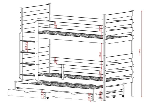 TOMI 90x190 Cotton Bunk Bed by Lano Furniture