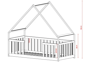 BEE 80x200 bumbac pat singur pentru copii tip casă Lano Mobilă