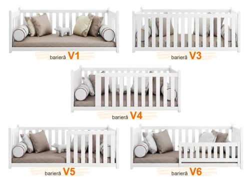 CONCEPT 80x200 alb pat Montessori la nivel pentru copii Lano Mobilă
