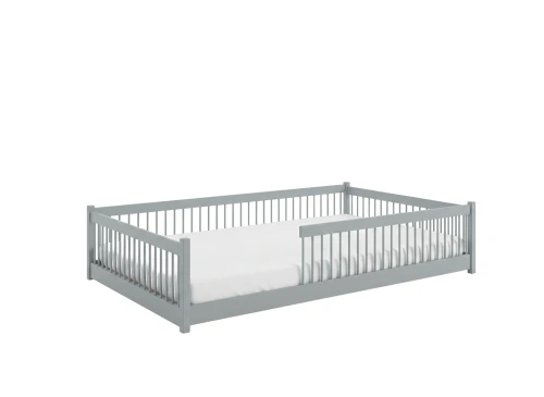 JUNIOR 120X200 gri pat Montessori la nivel pentru copii tip parc Lano Mobilă