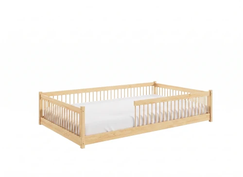 JUNIOR 120X200 lemn nefinisat pat Montessori la nivel pentru copii tip parc Lano Mobilă