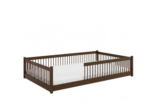 JUNIOR 120X200 ciocolată neagră pat Montessori la nivel pentru copii Lano Mobilă
