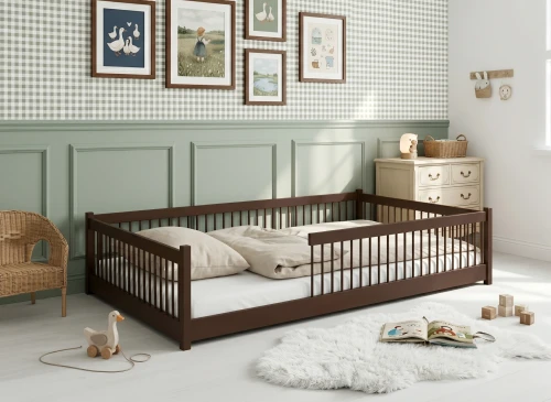 JUNIOR 120X200 ciocolată neagră pat Montessori la nivel pentru copii Lano Mobilă