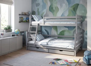 FAMI 90x200/120x200 gri pat supraetajat cu platformă mai lată Lano Mobilă