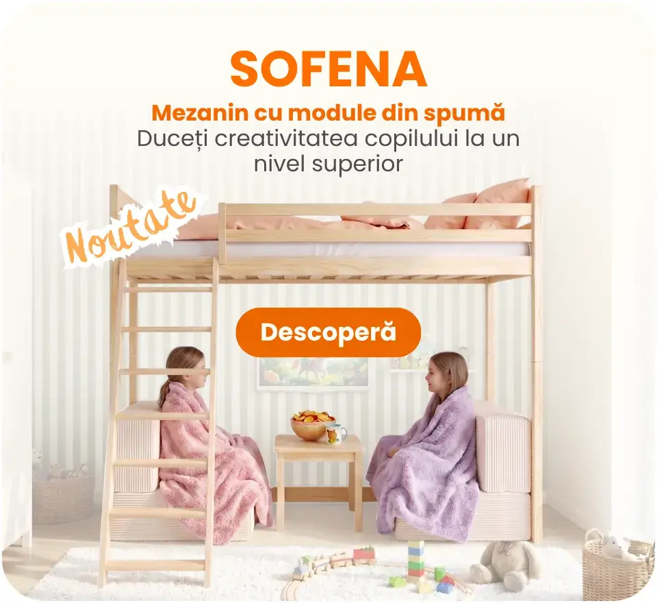 SOFENA – pat la înălțime cu canapea modulară